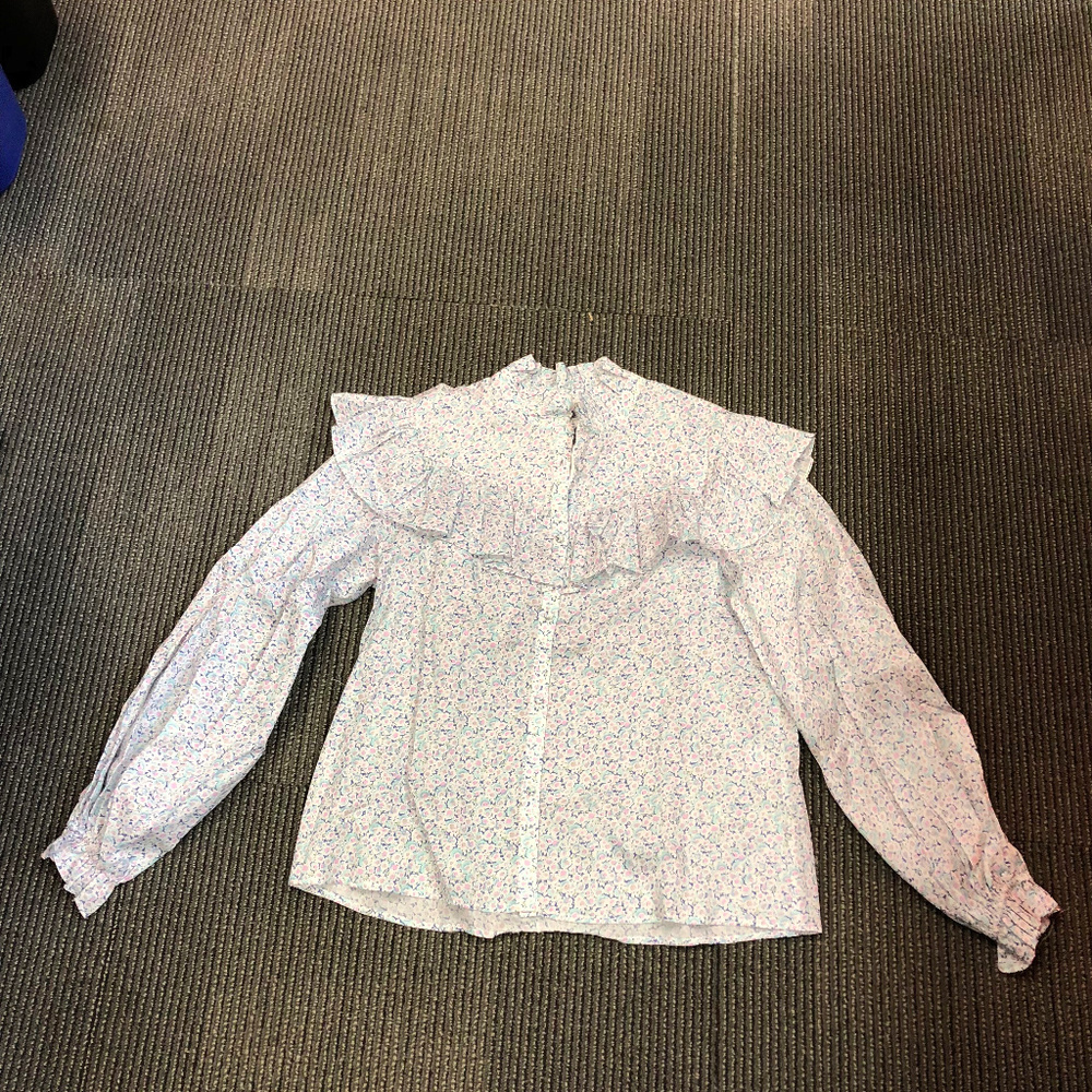 LoveShackFancy Erica Ruffled Floral Blouse